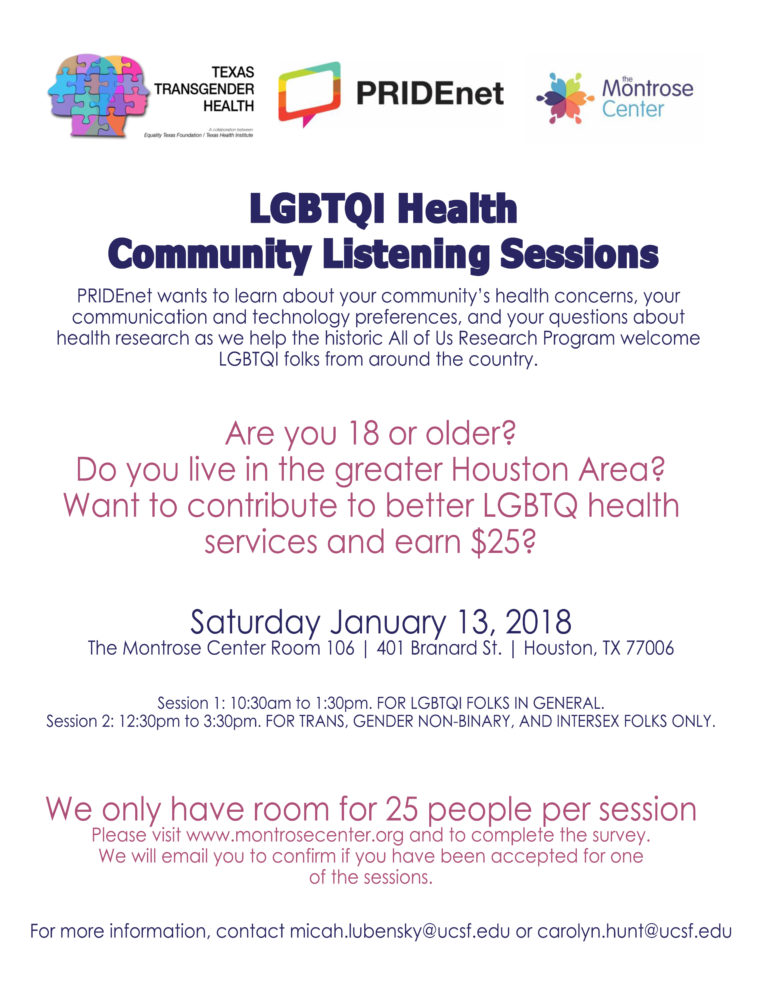 LGBTQI Health Community Listening Session Pridenet
